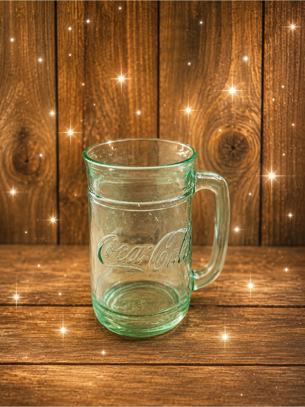 Coca Cola Light Green Glass Mug with Handle